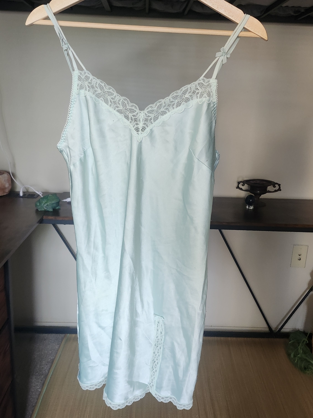Victoria's Secret Light Blue Lace-Trim Slip